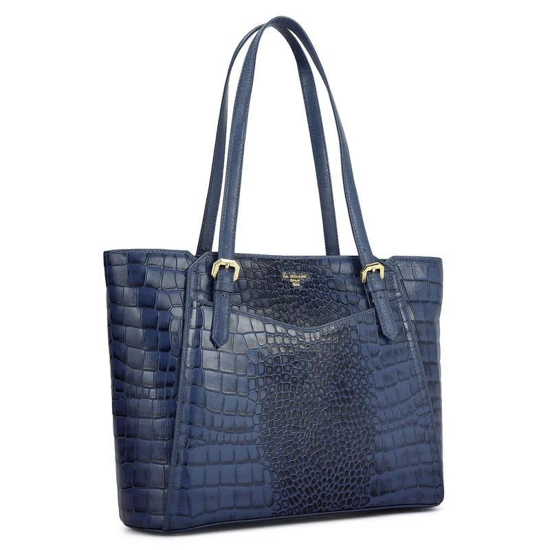 Da Milano Medium Croco Leather Tote - Stardust